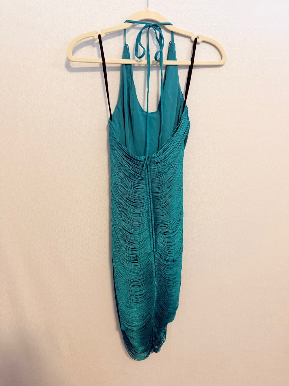 NEW Michael Costello X REVOLVE Skylar Mini Dress Turquoise Blue Green Fringe XS - Picture 6 of 11